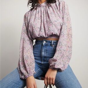 Mock neck back tie top